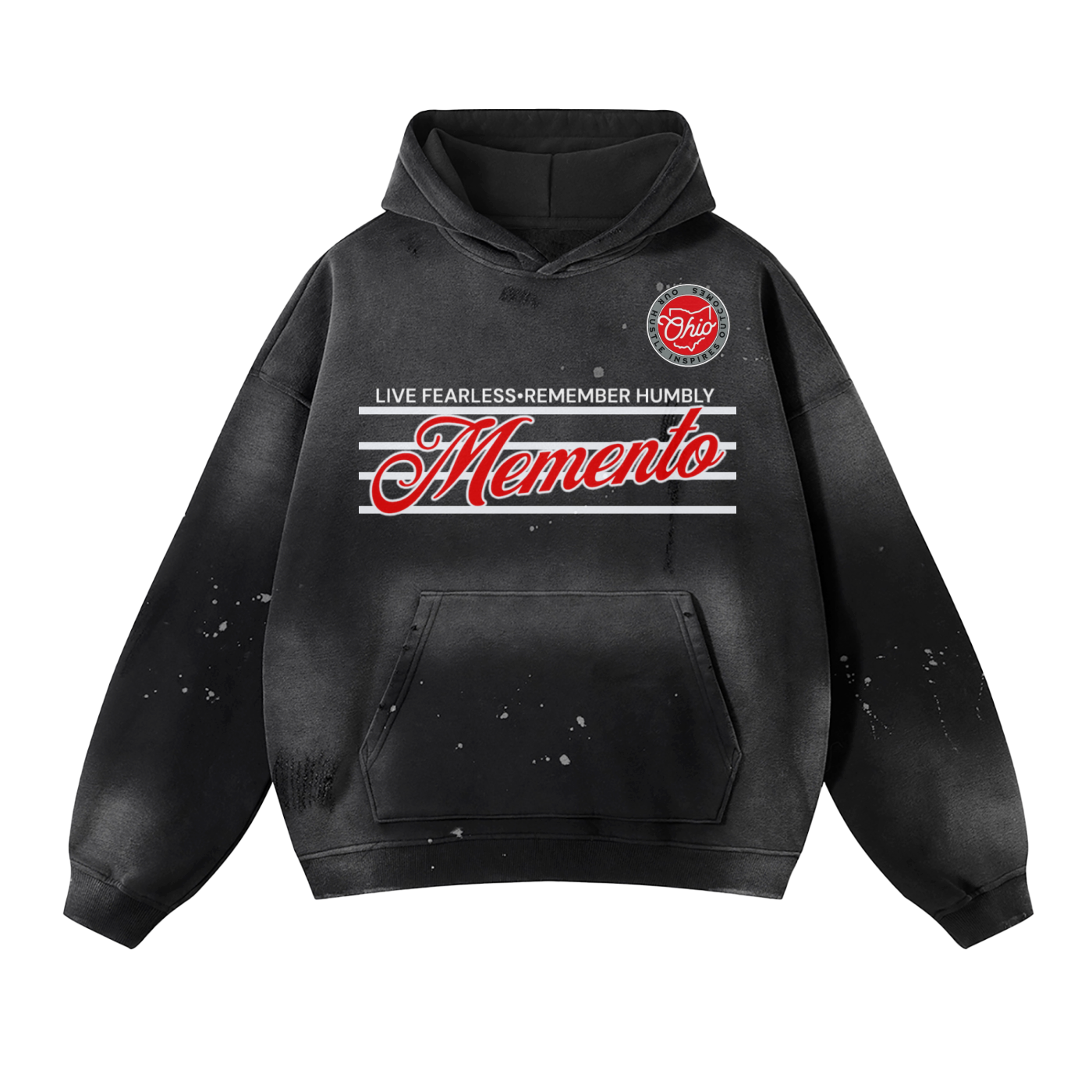 OHIO Vintage Wash Frayed Fleece Hoodie - 360 GSM