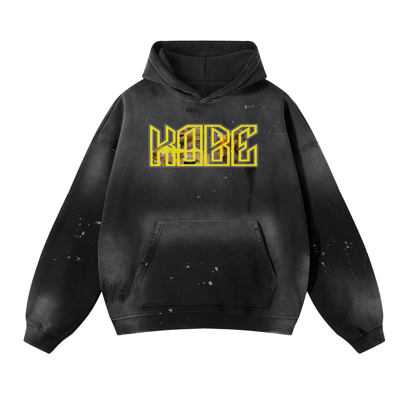 "MAMBA" Vintage Wash Frayed Fleece Hoodie