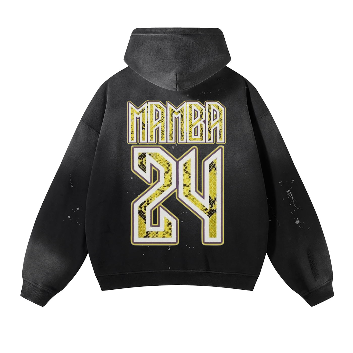 "MAMBA" Vintage Wash Frayed Fleece Hoodie
